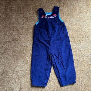 Jojo maman Bebe navy Blue Corduroy Overalls mushroom mouse embroidered 2-3 years